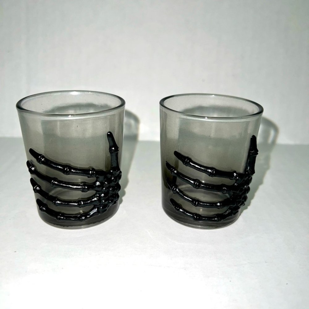 Skeleton Shot Glass Smoked Ombre Set of 2 New